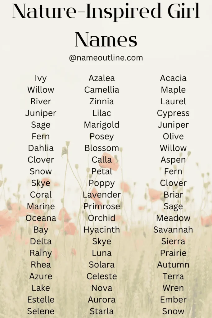 Nature inspired girl names -