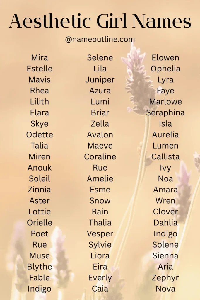 aesthetic girl names -