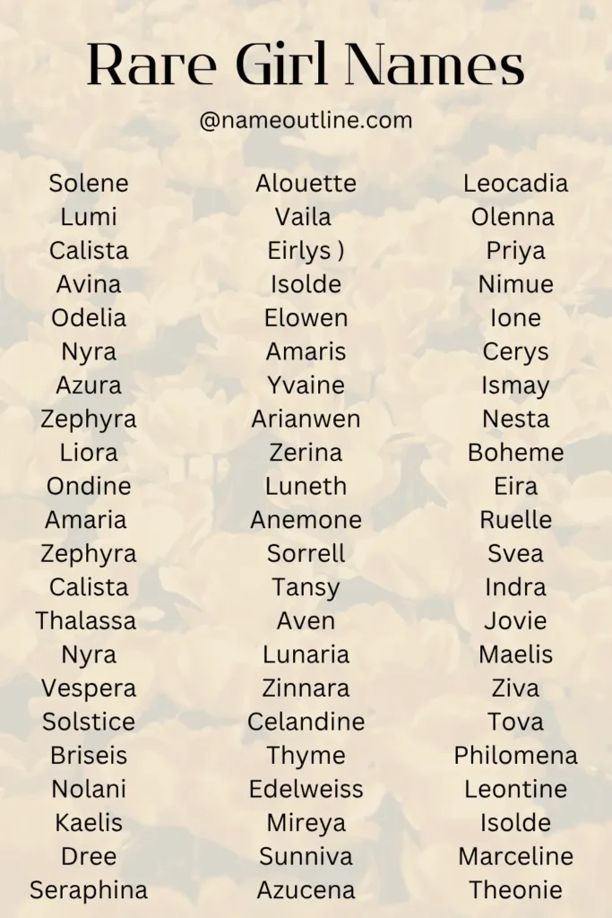 rare girl names -